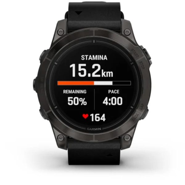 Garmin Epix Pro (Gen 2) 47mm – Sapphire Edition (Carbon Grey DLC Titanium with Black Leather Band)